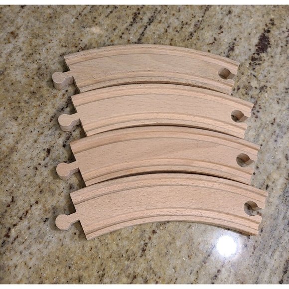 Lot of 4 Pieces Of Wooden Curved Train Track 6.75" Works W/ Thomas & BRIO - Picture 1 of 5